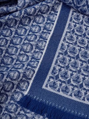 Echarpe en laine en jacquard Ferragamo bleu