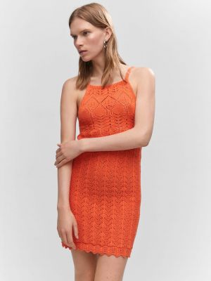 Pletené pletené šaty Mango oranžová