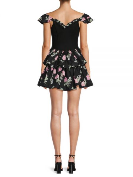 Платье мини в цветочек с принтом Loveshackfancy черное