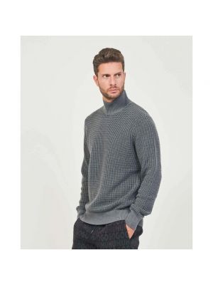 Jersey cuello alto de lana de algodón de tela jersey Hugo Boss gris