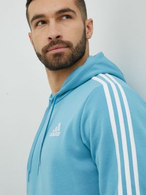 Adidas bluza męska kolor turkusowy z kapturem z aplikacją