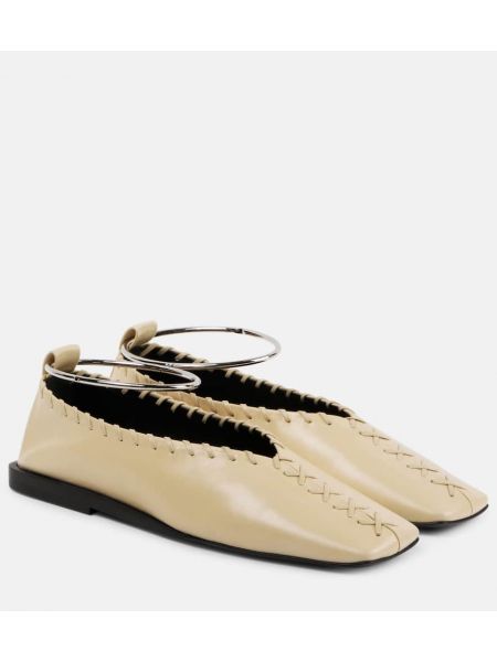 Læder ballerinaer Jil Sander beige