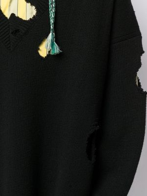 Jersey desgastado de tela jersey Raf Simons negro