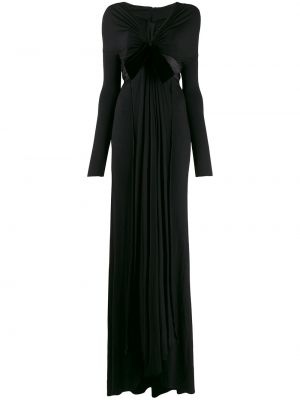 Vlněné dlouhé šaty s mašlí na zip Gianfranco Ferré Pre-owned - černá