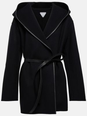 Italské vlněné krátký kabát Bottega Veneta - černá