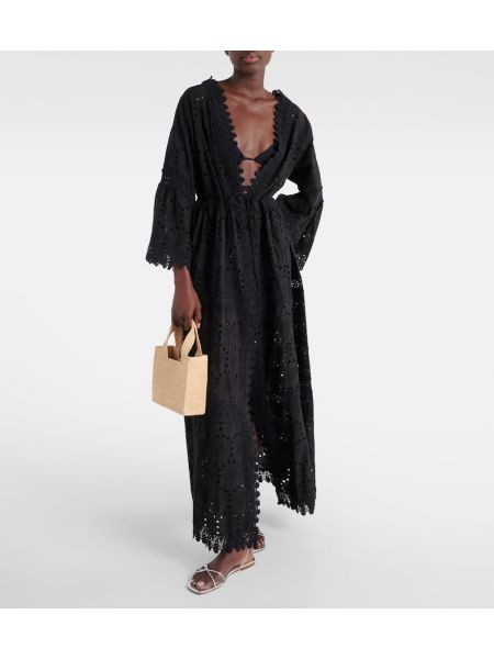 Vestido largo con bordado de algodón Melissa Odabash negro