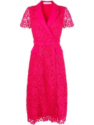 Sukienka midi koronkowa Self-portrait różowa
