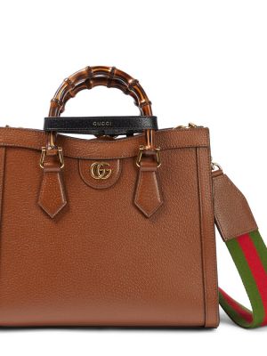 Kožená nákupná taška Gucci hnedá