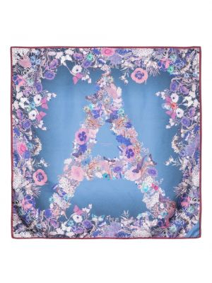 Virágos selyem sál nyomtatás Aspinal Of London kék