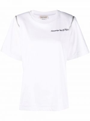 Bavlnené tričko na zips Alexander Mcqueen biela