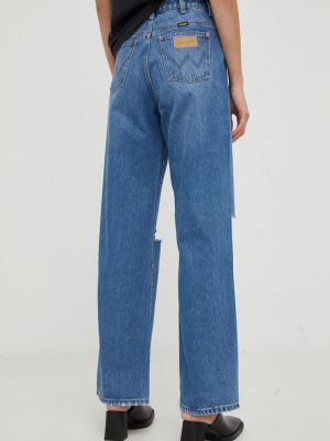 Bavlněné džíny s vysokým pasem relaxed fit Wrangler modré