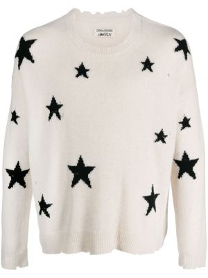 Kašmírový svetr s oděrkami s hvězdami Zadig&voltaire černý