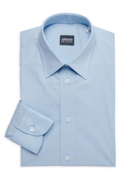 Однотонная рубашка слим Armani Collezioni синяя