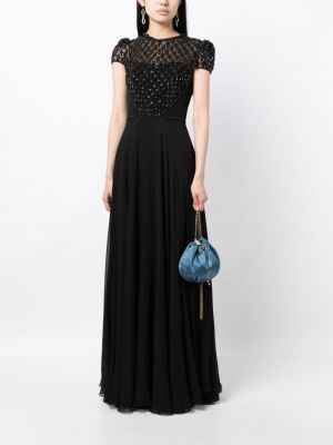 Plisované koktejlové šaty Jenny Packham černé