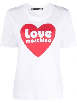 Südametega mustriline t-särk Love Moschino valge