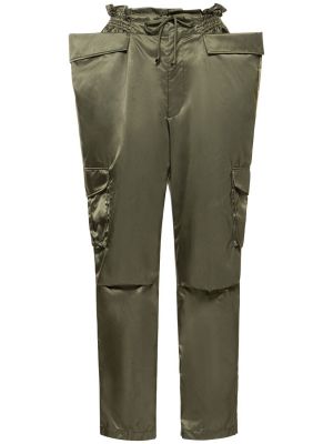 Nylonowe spodnie relaxed fit z kieszeniami Noir Kei Ninomiya khaki