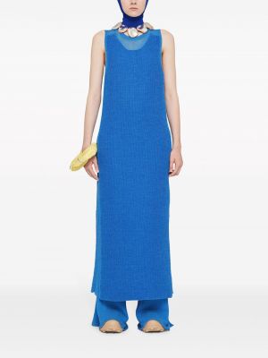 Průsvitné dlouhé šaty Jil Sander modré