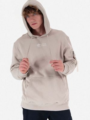 Pamučna hoodie s kapuljačom Alpha Industries siva