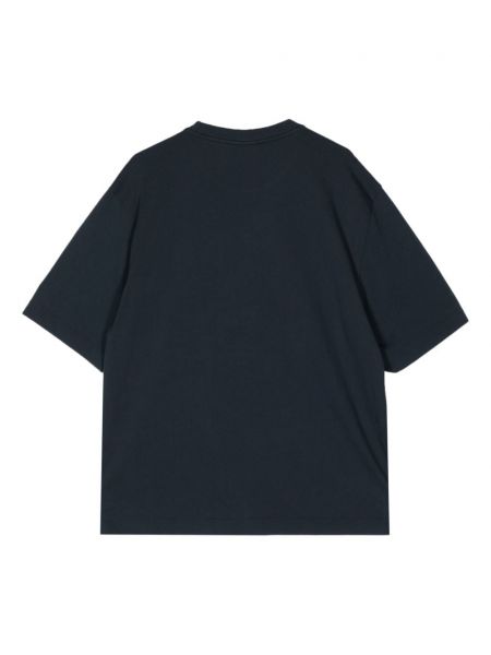 T-shirt brodé en coton Maison Kitsuné bleu