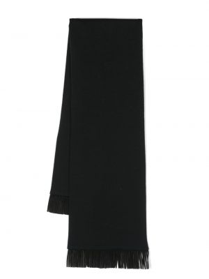 Vlnený šál so strapcami Yves Saint Laurent Pre-owned čierna