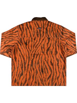 Тигровое пальто в полоску Supreme оранжевое