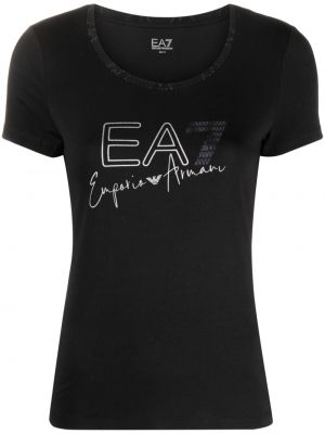 Jersey t-shirt mit print Ea7 Emporio Armani schwarz