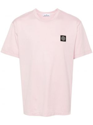 Bavlněné tričko jersey Stone Island růžové