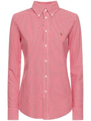 Pruhovaná košeľa s dlhými rukávmi Polo Ralph Lauren červená