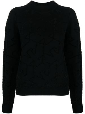 Jacquard sweatshirt mit rundem ausschnitt Emporio Armani schwarz
