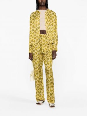 Rovné kalhoty s potiskem Isabel Marant žluté