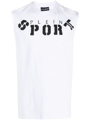 Koszula bawełniana z nadrukiem Plein Sport biała