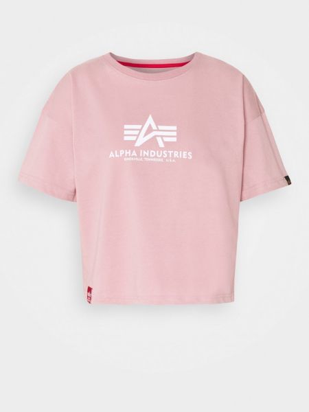 Koszulka z nadrukiem Alpha Industries różowa