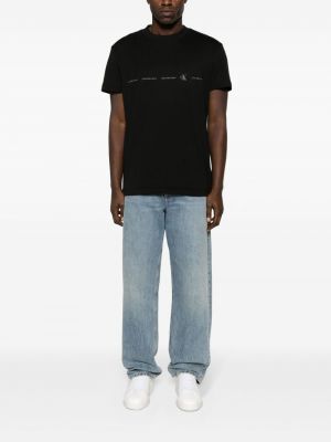 Raštuotas medvilninis marškinėliai Calvin Klein juoda