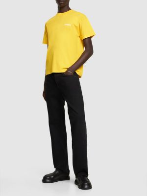 Camiseta de algodón con estampado Jacquemus amarillo