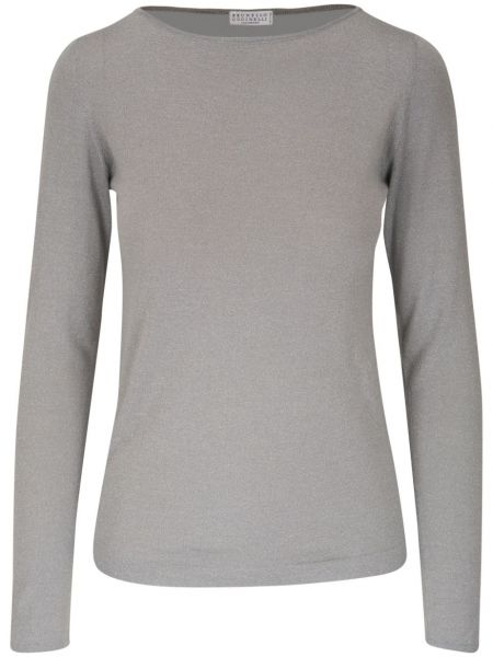 Pletené kašmírové tričko Brunello Cucinelli sivá