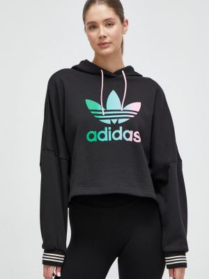 Суичър с качулка с апликация Adidas Originals черно