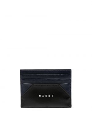 Kožená peňaženka s potlačou Marni modrá