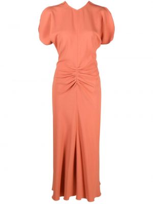 Drapované midi šaty Victoria Beckham oranžové