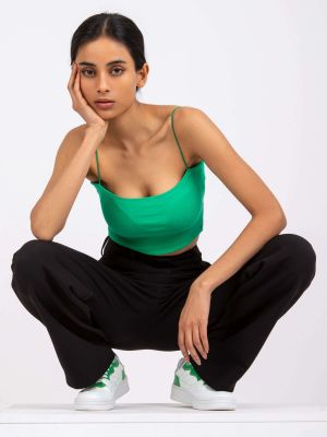 Смугастий кроп-топ Fashionhunters зелений