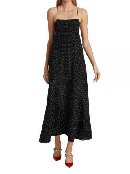 Платье в бельевом стиле в горошек Halston черное