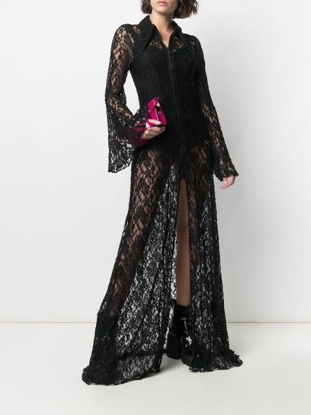 Vestido de noche de flores de encaje Natasha Zinko negro