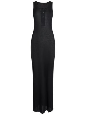 Памучна макси рокля от джърси Ami Paris черно