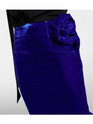 Maksi suknja od samta s cvjetnim printom Didu plava