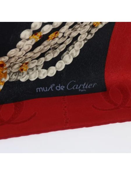 Bufanda de seda retro Cartier Vintage rojo