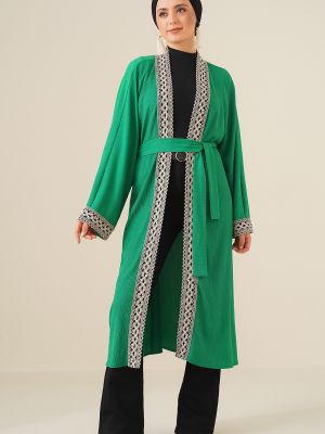 Плетен плетен елек бродиран Bigdart зелено
