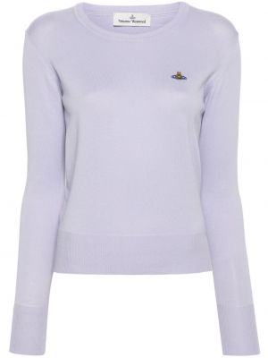 Памучен пуловер бродиран Vivienne Westwood виолетово