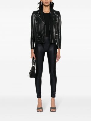 Kožené legíny Versace Jeans Couture černé