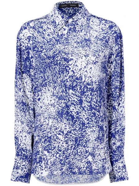 Bluza s potiskom z abstraktnimi vzorci Proenza Schouler modra