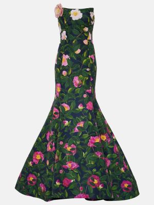 Dolga obleka s cvetličnim vzorcem Oscar De La Renta