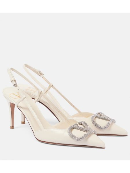 Slingback lær pumps Valentino Garavani hvit